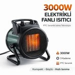 Elektrikli Fanlı Isıtıcı 3000W PTC Seramik Isıtıcı 3 Kademeli Taşınabilir Oda Ofis Masa Altı Fanlı Isıtıcı