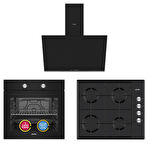 Simfer 4 Fonksiyon Trend Siyah Cam 3'lü Ankastre Set 