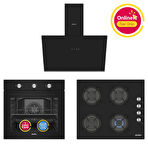 Simfer 4 Fonksiyon Trend Mekanik Siyah Cam 3'lü Ankastre Set (8254 Fırın - 3046 Ocak - 8727 Davlumbaz)