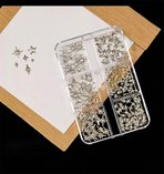 Yıldız ve Kuzey Yıldızı Dizayn 6 Grit Metal Tırnak Süsleme Charm Silver Nail Art Charm Taşları WN-529