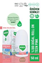 Siveno %100 Doğal Roll On Teen Girl Genç Kız Deodorant Ter Kokusu Önleyici Bitkisel Leke Bırakmayan Vegan 50 ml