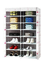 2 Bölmeli Plastik Boru Profilli Bez Dolap Ayakkabılık