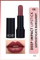 Deep Impact Lipstick Kremsi Dokulu Yarı Parlak Ruj 08 Sophisticate Burgundy - Kırmızı