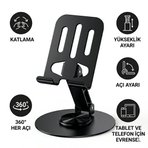 360° Ayarlanabilir Katlanabilir Telefon & Tablet Standı – Yükseklik ve Açı Ayarlı Masa Üstü Tutucu