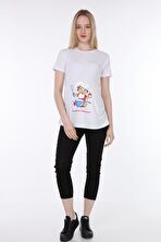 IŞŞIL 4475-Annesinin Kızı Geliyooor Viskon Hamile Kısa Kol T-Shirt Beyaz-S