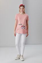 IŞŞIL 4474-Babasının Oğlu Geliyoor Viskon Hamile Kısa Kol T-Shirt