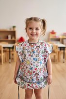 Yorni 3-7 Yaş, Family Kısa Kollu Sıvı Geçirmez Çocuk Önlük, Makinede Yıkanabilir, Boya, Oyun ve Yemek Zamanı