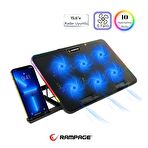 RAMPAGE Sixpower R9 6 Fan RGB Işıklı Telefon Tutuculu Laptop Soğutucu