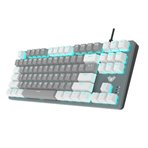 Aula F3287 Mavi Işıklı Kablolu Mekanik İngilizce Q TKL Gaming Oyuncu Klavyesi Gri