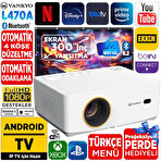 Vankyo Leisure L470A Android TV 1080P Destekli Projeksiyon Cihazı +Auto Focus+Auto Keystone+6G WiFi+5.2 Bluetooth+300 İnç Yansıtma+HiFi Premium Ses Sistemi Beyaz PS5/XBOX/HDMI