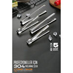 Modacar Mini 12.5 cm Buz Maşası - Şeker Limon Maşası Kokteyl Servis Maşası 5 li PAKET 304 Paslanmaz Çelik