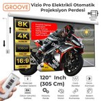 Groove Vizio Pro 120¨ Inch Blackout Işık Geçirmez Elektrikli Otomatik Kumandalı Projeksiyon Perdesi 265x150cm +Motorlu+Canlı Renkler+Göz Koruması+Leke Tutmaz Projector