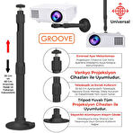 Vankyo Groove 30-60CM Alüminyum Projeksiyon Cihazı Tavan Askı Aparatı Duvar Bağlantı Aparatı Universal Projector Siyah (360° Dönebilen Tripod Yuvalı)