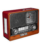 K-105 Nostaljik Şarjlı Taşınabilir Saatli Ahşap Radyo- Fenerli Radyo Müzik Çalar Mp3/fm/bluetooth