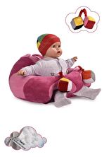 Oyuncaklı Bebek Oturma Destek Minderi - Devrilmez Bebek Koltuğu - Büyük Bebek Oturağı Fuşya Pembe