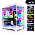 Xaser Apex x50 Ryzen 5 7500F-ASUS A620M-K/ASUS  RTX 5060 DUAL  /1TB M.2/16GB DDR5 Beyaz-Gaming Oem Oyuncu Paket