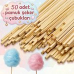50 Adet Ahşap Pamuk Şeker Çubuğu Pamuk Şeker Servis Çubuğu 30cm Uzunluk Pamuk Şeker Çubuk cotton can
