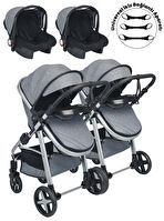 Baby Home 950 Ayrılıp Birleşebilen Travel Sistem İkiz Bebek Arabası