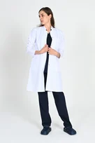 Önlük Kadın Uzun Hakim Yaka Doktor Hemşire Öğretmen Önlüğü Beyaz