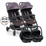 Baby2go Tulipa Cabin Otomatik Katlanan İkiz Travel Bebek Arabası / Siyah Gri