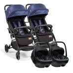 Baby2go Tulipa Cabin Otomatik Katlanan İkiz Travel Bebek Arabası / Siyah Mavi