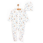 HelloBaby Yenidoğan Hayvanlar Baskılı Erkek Tulum-Şapka Erkek Bebek