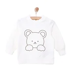 HelloBaby Yenidoğan Unisex Bebek Sweatshirt Ayıcık Desenli Bisiklet Yaka Ekru