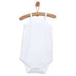 HelloBaby Unisex Beyaz Body Çıtçıtlı Bisiklet Yaka İp Askılı Beyaz
