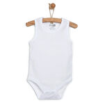 HelloBaby Unisex Beyaz Body Çıtçıtlı Bisiklet Yaka Atlet Kol Beyaz