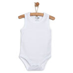 HelloBaby Unisex Beyaz Body Ribana Kumaş Çıtçıtlı Zıbın Bisiklet Yaka Atlet Kol Beyaz