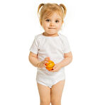 HelloBaby Unisex Beyaz Body Bisiklet Yaka Kısa Kol Beyaz