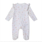 HelloBaby Kız Bebek Tulum Çiçek Baskılı Fermuarlı Bisiklet Yaka Uzun Kol Patikli