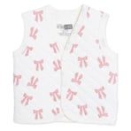 HelloBaby Kız Bebek Kapitone Yelek Fiyonk Baskılı Çıtçıtlı V Yaka Sleeveless