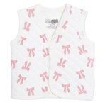 HelloBaby Kız Bebek Kapitone Yelek Fiyonk Baskılı Çıtçıtlı V Yaka Sleeveless