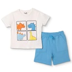 HelloBaby Erkek Bebek Tişört-Şort Dinozor Baskılı Bisiklet Yaka Short Sleeve Reçme