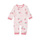 HelloBaby Kız Bebek Tulum Çilek Baskılı Fermuarlı Bisiklet Yaka Uzun Kol Ribanalı