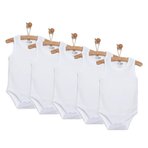 HelloBaby Unisex 5li Beyaz Body Zarf Yaka Atlet Kol Beyaz
