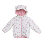 HelloBaby Kız Bebek Mont Çiçek Baskılı Fermuarlı Kapüşonlu Long Sleeve