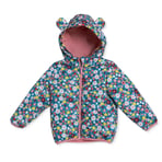 HelloBaby Kız Bebek Mont Çiçek Baskılı Fermuarlı Kapüşonlu Long Sleeve