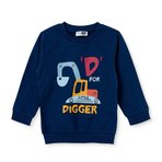 HelloBaby Erkek Bebek Sweatshirt İş Makinası Baskılı Bisiklet Yaka Uzun Kol