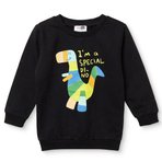 HelloBaby Erkek Bebek Sweatshirt Dinozor Baskılı Bisiklet Yaka Uzun Kol