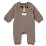 HelloBaby Erkek Bebek Tulum Hayvan Baskılı Çıtçıtlı Bisiklet Yaka Long Sleeve Patiksiz
