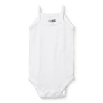 HelloBaby Unisex Beyaz Body Çıtçıtlı Bisiklet Yaka İp Askılı Beyaz