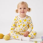 HelloBaby Kız Bebek Pijama Takımı Meyve Baskılı Çıtçıtlı Bisiklet Yaka Long Sleeve Ribanalı