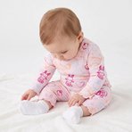 HelloBaby Kız Bebek Pijama Takımı Hayvan Baskılı Çıtçıtlı Bisiklet Yaka Long Sleeve Reçme
