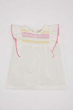 DeFacto Kız Bebek Bisiklet Yaka Vual Kısa Kollu Gömlek C5188A524SMER105