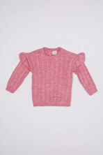 DeFacto Kız Bebek Bisiklet Yaka Triko Pembe Kazak C8314A524WNBR105