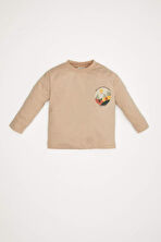 DeFacto Erkek Bebek Bisiklet Yaka Doğa Baskılı Uzun Kollu Tişört D5641A524WNBG775