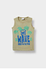 Erkek Bebek Bisiklet Yaka Palmiye Desenli Atlet