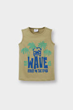 Erkek Bebek Bisiklet Yaka Palmiye Desenli Atlet